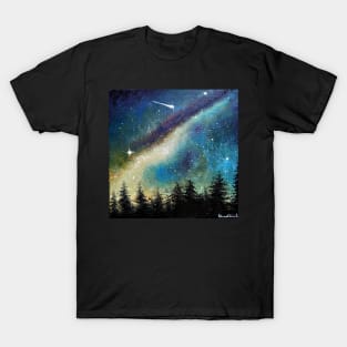 Nightscape with forest and milky way T-Shirt